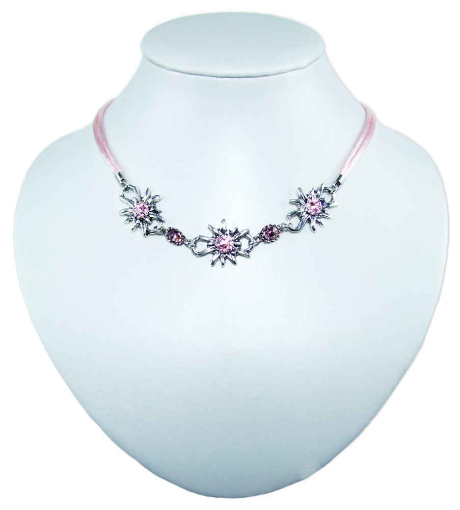 Trachten Halskette Selina Collier Mit Edelwei Und Strass Rosa